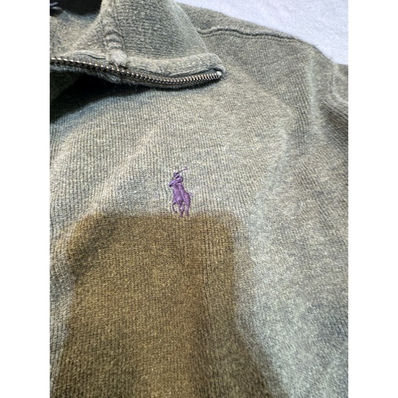 Polo Ralph Lauren Men's Full Zip Sweater Size L Hunter Green Collar Preppy - Picture 3 of 13